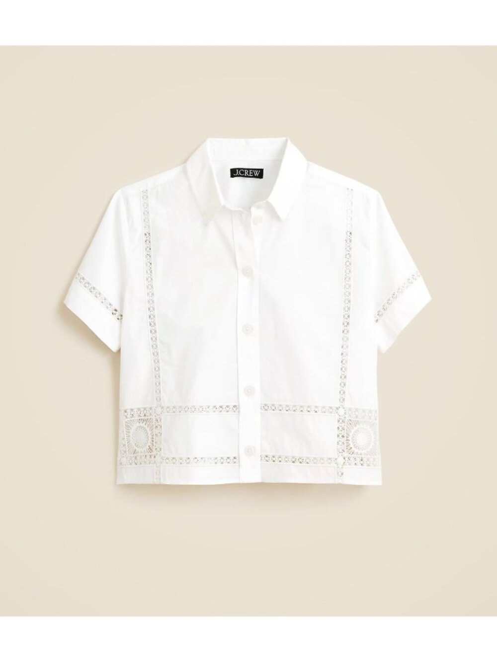 NWT J. Crew White Gamine Eyelet-Trim Shirt - Size: 4 *FLAW